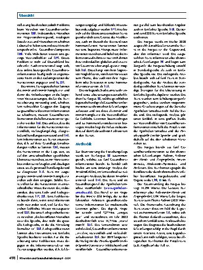 Vorschauseite 2: Mangelnde Verständlichkeit durch Fachsprache in Gesundheitsinformationen zu chronischen Erkrankungen – eine qualitative Korpusanalyse