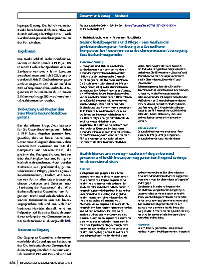 Vorschauseite 3: Gesundheitskompetenz und Pflege – eine Analyse der professionsbezogenen Förderung von Gesundheitskompetenz bei Patient*innen in der akutstationären Versorgung