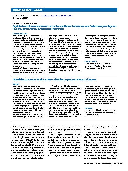 Vorschauseite 3: Digitale Gesundheitsanwendungen in der hausärztlichen Versorgung: eine Diskussionsgrundlage zur Förderung informierter Nutzungsentscheidungen