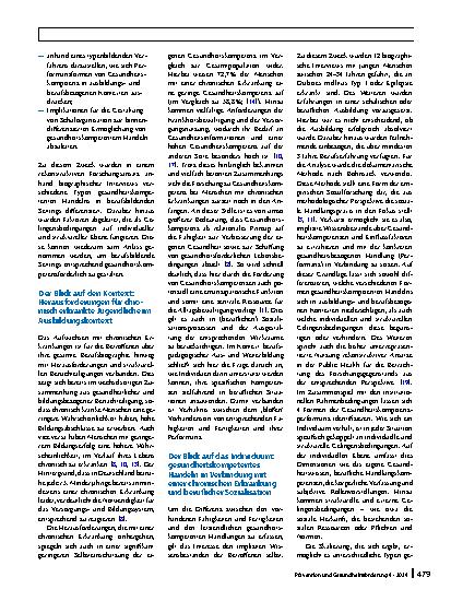 Vorschauseite 2: Gesundheitskompetentes Handeln von chronisch kranken Jugendlichen und jungen Erwachsenen in berufsbildenden Settings ermöglichen: ein typenbildendes Verfahren