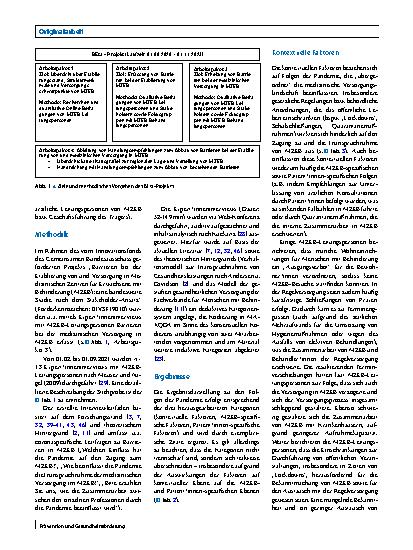 Vorschauseite 2: Zugang und Inanspruchnahme von Medizinischen Behandlungszentren für Erwachsene mit Behinderung (MZEB) während der Coronapandemie