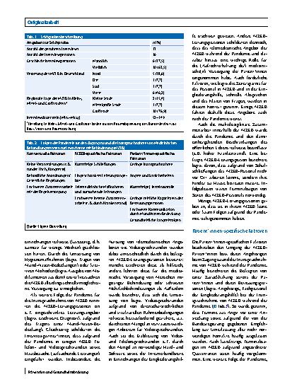 Vorschauseite 4: Zugang und Inanspruchnahme von Medizinischen Behandlungszentren für Erwachsene mit Behinderung (MZEB) während der Coronapandemie