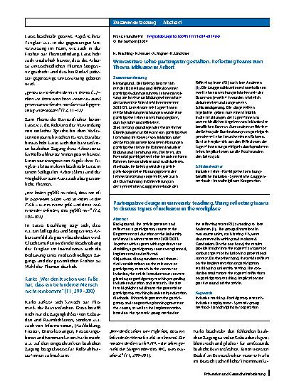 Vorschauseite 3: Universitäre Lehre partizipativ gestalten. Reflecting Teams zum Thema Inklusion in Arbeit