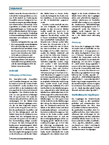 Vorschauseite 4: Informationssuchverhalten und digitale Gesundheitskompetenz von Schüler*innen in Deutschland während der Coronapandemie
