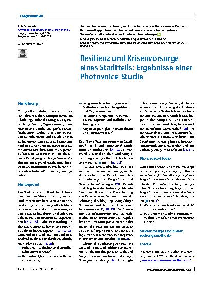 Vorschauseite 1: Resilienz und Krisenvorsorge eines Stadtteils: Ergebnisse einer Photovoice-Studie