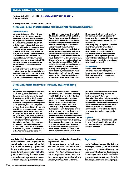 Vorschauseite 3: Kommunale Gesundheitskompetenz und kommunale Kapazitätsentwicklung