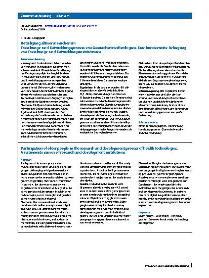 Vorschauseite 3: Beteiligung älterer Menschen im Forschungs‑ und Entwicklungsprozess von Gesundheitstechnologien
