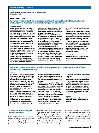 Vorschauseite 3: Safety first? Sicherheitsrelevante Ereignisse aus Patientenperspektive