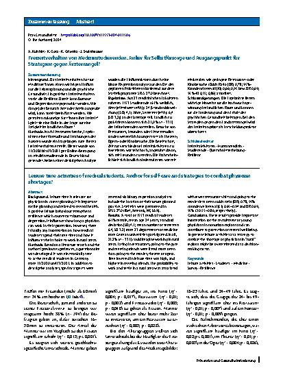 Vorschauseite 3: Freizeitverhalten von Medizinstudierenden