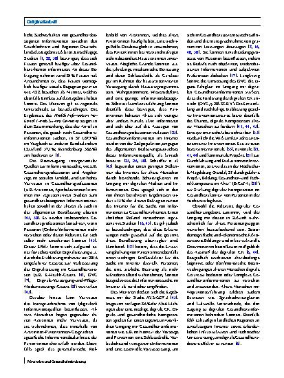 Vorschauseite 6: Nutzung von (digitalen) Gesundheitsinformationen zu Präventionsleistungen