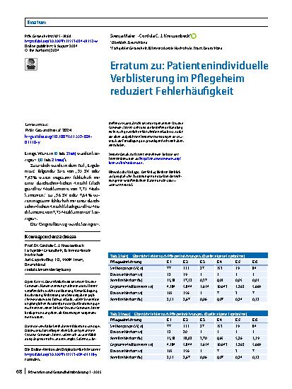 Vorschauseite 1: Erratum zu: Patientenindividuelle Verblisterung im Pflegeheim reduziert Fehlerhäufigkeit