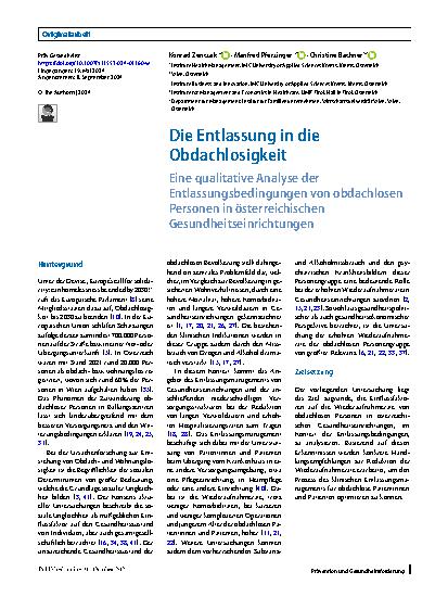 Vorschauseite 1: Die Entlassung in die Obdachlosigkeit