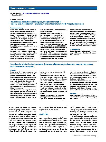 Vorschauseite 3: Durch Social Media bedingte körperdysmorphe Störung bei Kindern und Jugendlichen – primärpräventive Maßnahmen durch Pflegefachpersonen