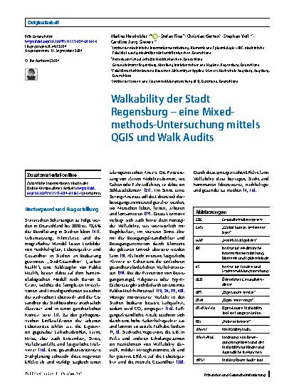 Vorschauseite 1: Walkability der Stadt Regensburg – eine Mixed-methods-Untersuchung mittels QGIS und Walk Audits