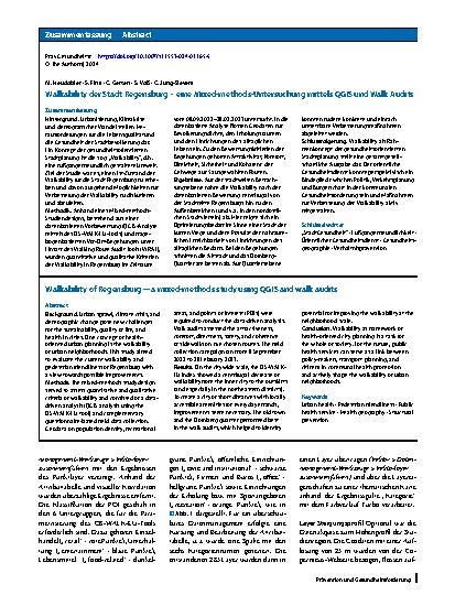 Vorschauseite 3: Walkability der Stadt Regensburg – eine Mixed-methods-Untersuchung mittels QGIS und Walk Audits