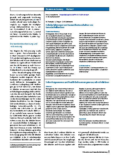Vorschauseite 3: Schulerfahrungen und Gesundheitsverhalten von Grundschulkindern