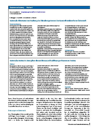 Vorschauseite 3: Nationale Aktivitäten zur Stärkung der Klimakompetenz in den Gesundheitsberufen in Österreich