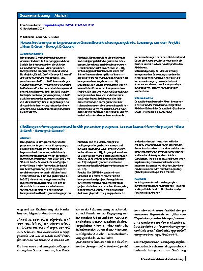 Vorschauseite 3: Herausforderungen intergenerativer Gesundheitsförderungsangebote