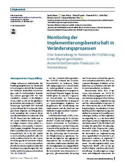 Vorschauseite 1: Monitoring der Implementierungsbereitschaft in Veränderungsprozessen