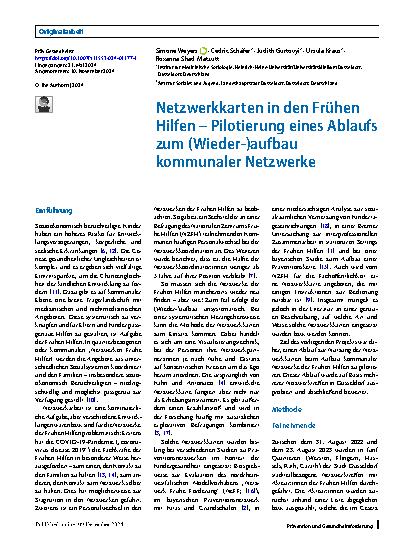 Vorschauseite 1: Netzwerkkarten in den Frühen Hilfen – Pilotierung eines Ablaufs zum (Wieder-)aufbau kommunaler Netzwerke