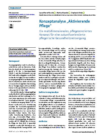 Vorschauseite 1: Konzeptanalyse „Aktivierende Pflege“