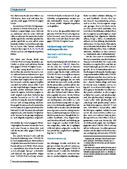 Vorschauseite 2: Impfverhalten in Bezug auf COVID-19 („coronavirus disease 2019“)