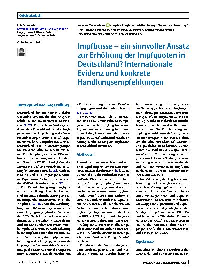 Vorschauseite 1: Impfbusse – ein sinnvoller Ansatz zur Erhöhung der Impfquoten in Deutschland? Internationale Evidenz und konkrete Handlungsempfehlungen