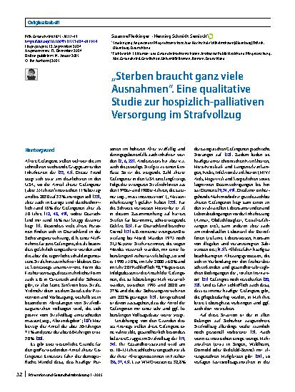 Vorschauseite 1: „Sterben braucht ganz viele Ausnahmen“. Eine qualitative Studie zur hospizlich-palliativen Versorgung im Strafvollzug