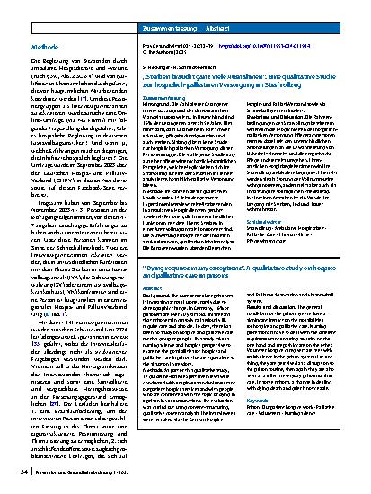 Vorschauseite 3: „Sterben braucht ganz viele Ausnahmen“. Eine qualitative Studie zur hospizlich-palliativen Versorgung im Strafvollzug