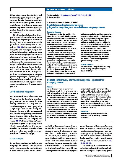 Vorschauseite 3: Digitale Gesundheitskompetenz von pflegenden Angehörigen – Protokoll eines Scoping Reviews