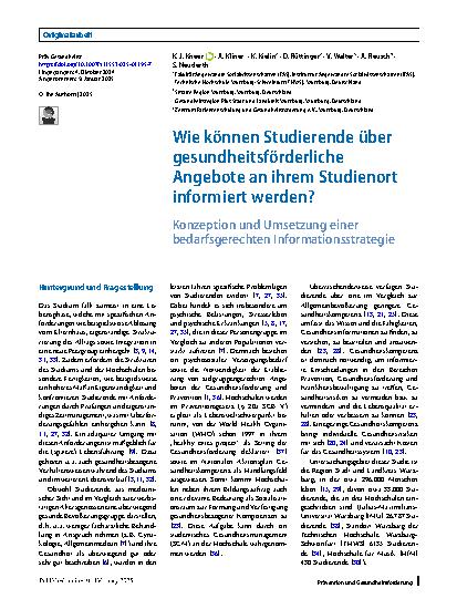 Vorschauseite 1: Wie können Studierende über gesundheitsförderliche Angebote an ihrem Studienort informiert werden?
