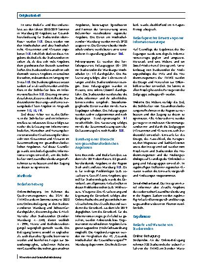 Vorschauseite 2: Wie können Studierende über gesundheitsförderliche Angebote an ihrem Studienort informiert werden?