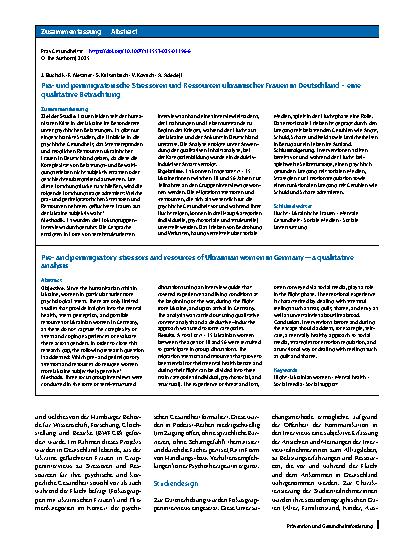Vorschauseite 3: Präund perimigratorische Stressoren und Ressourcen ukrainischer Frauen in Deutschland – eine qualitative Betrachtung
