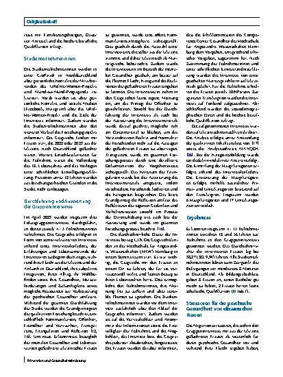 Vorschauseite 4: Präund perimigratorische Stressoren und Ressourcen ukrainischer Frauen in Deutschland – eine qualitative Betrachtung