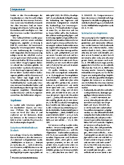 Vorschauseite 2: Ausgestaltung und Weiterentwicklung des studentischen Gesundheitsmanagements (SGM) aus der Sicht von Studierenden. Eine qualitative Interviewstudie