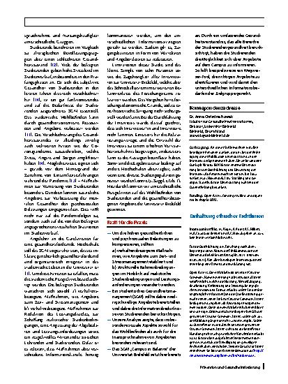 Vorschauseite 5: Ausgestaltung und Weiterentwicklung des studentischen Gesundheitsmanagements (SGM) aus der Sicht von Studierenden. Eine qualitative Interviewstudie