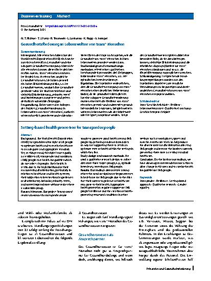 Vorschauseite 3: Gesundheitsförderung in Lebenswelten von trans* Menschen