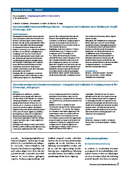 Vorschauseite 3: Demenzsensible Kunstvermittlung in Museen – Konzeption und Evaluation einer Schulung im Projekt Erinnerungs_reich
