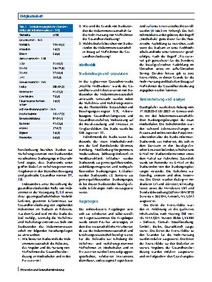 Vorschauseite 2: Verhältnisund Verhaltensprävention aus Sicht von Studierenden der Hebammenwissenschaft