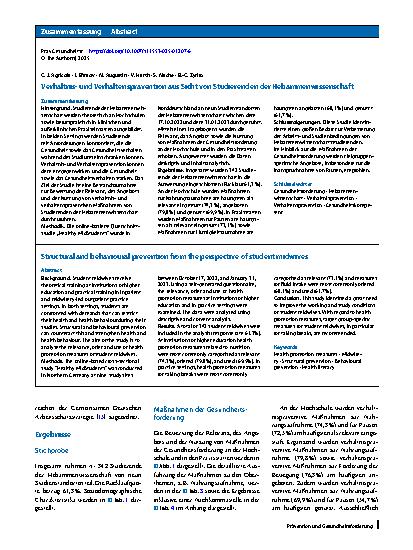 Vorschauseite 3: Verhältnisund Verhaltensprävention aus Sicht von Studierenden der Hebammenwissenschaft