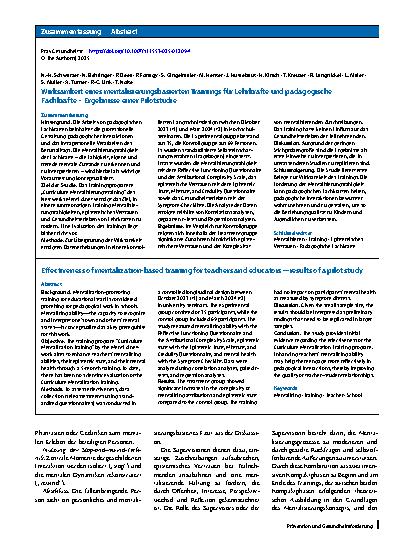 Vorschauseite 3: Wirksamkeit eines mentalisierungsbasierten Trainings für Lehrkräfte und pädagogische Fachkräfte – Ergebnisse einer Pilotstudie