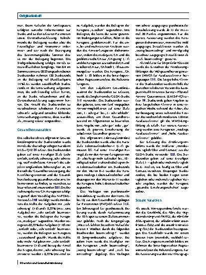Vorschauseite 2: Gesundheitskompetenz und assoziierte Gesundheitsindikatoren unter den Studierenden der SRH-Hochschule in Nordrhein-Westfalen