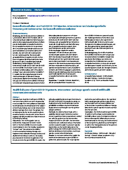 Vorschauseite 3: Gesundheitsverhalten von Post-COVID-19-Patienten