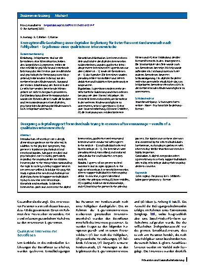 Vorschauseite 3: Konzeptionelle Gestaltung einer digitalen Begleitung für Betroffene mit Kinderwunsch nach Fehlgeburt – Ergebnisse einer qualitativen Interviewstudie
