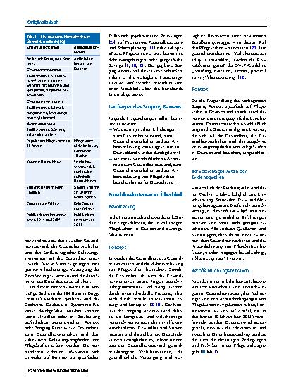 Vorschauseite 2: Scoping Review zu Gesundheitszustand, -verhalten und subjektiven Belastungsempfinden von Pflegekräften in Deutschland: ein Protokoll