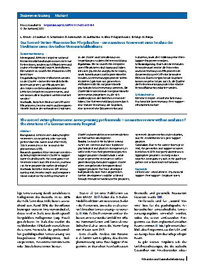 Vorschauseite 3: Das Second-Victim-Phänomen bei Pflegekräften – ein narratives Review mit einer Analyse der Strukturen eines deutschen Universitätsklinikums