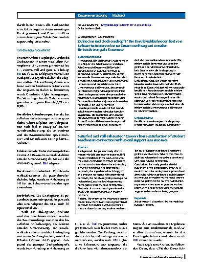 Vorschauseite 3: Zufrieden und doch erschöpft? Die Berufswahlzufriedenheit von Lehramtsstudierenden im Zusammenhang mit sozialer Unterstützung als Ressource