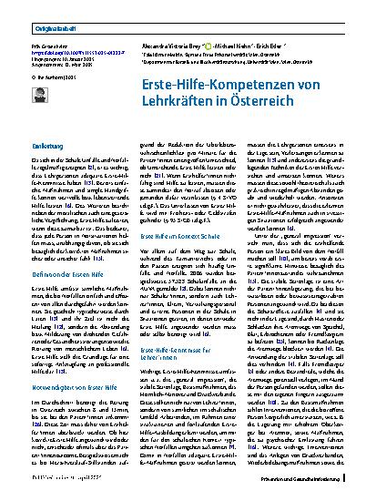 Vorschauseite 1: Erste-Hilfe-Kompetenzen von Lehrkräften in Österreich