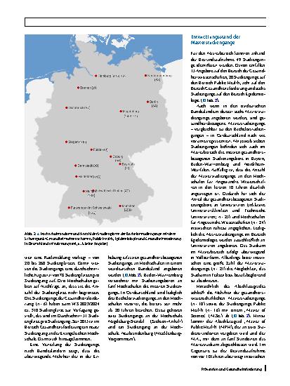 Vorschauseite 5: Die Studienganglandschaft in den Bereichen Gesundheitswissenschaften, Public Health und Gesundheitsförderung in Deutschland. Entwicklung der Bachelorund Masterstudiengänge