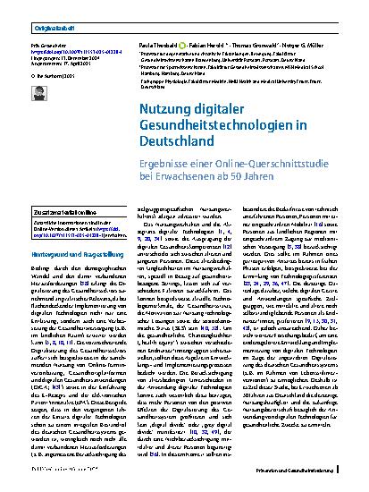 Vorschauseite 1: Nutzung digitaler Gesundheitstechnologien in Deutschland